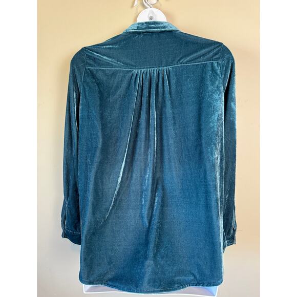 Umgee Whimsigoth Plus Size 1XL Crushed Velvet Button Down Shirt Tunic Jewel Tone - Picture 9 of 12
